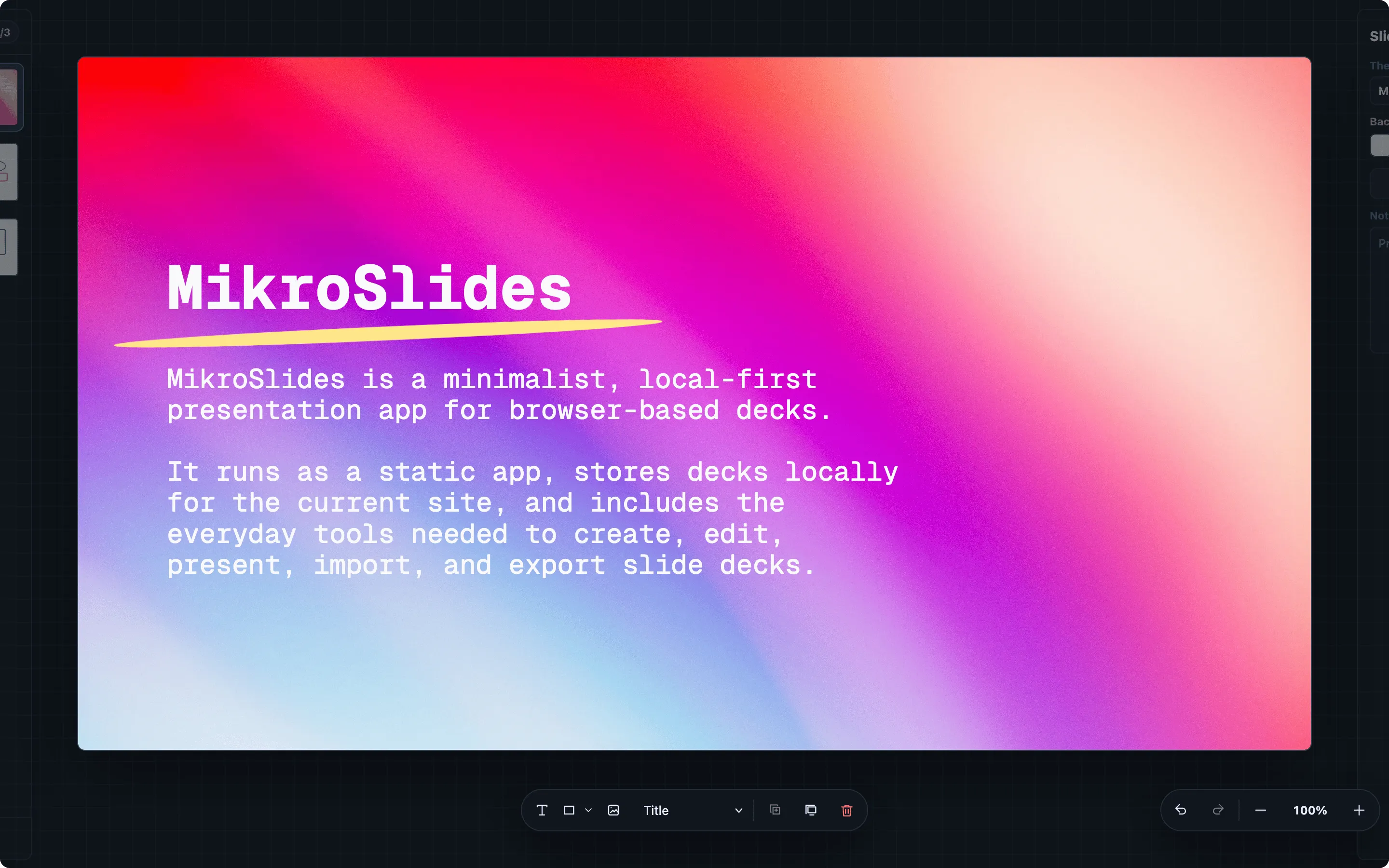 MikroSlides product view